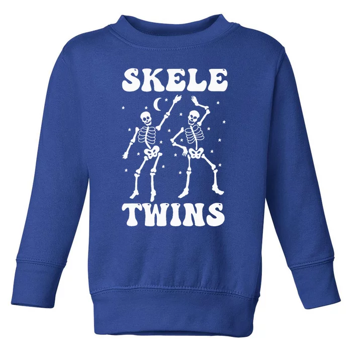 Twins Halloween Matching Skeletwins Funny Dancing Skeletons Toddler Sweatshirt