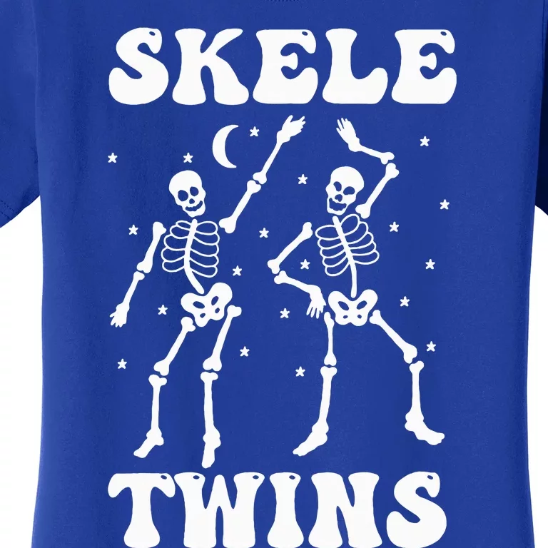 Twins Halloween Matching Skeletwins Funny Dancing Skeletons Women's T-Shirt