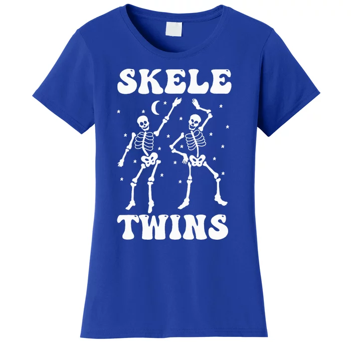 Twins Halloween Matching Skeletwins Funny Dancing Skeletons Women's T-Shirt