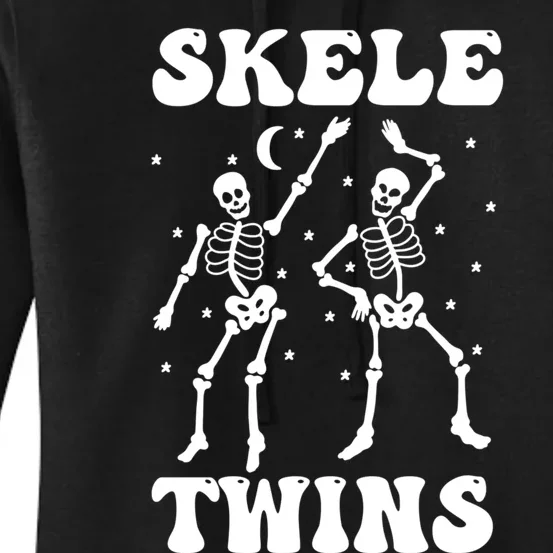 Twins Halloween Matching Skeletwins Funny Dancing Skeletons Women's Pullover Hoodie