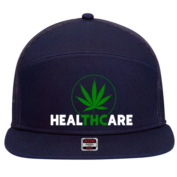 Thc Healthcare Marijuana Weed 420 Pothead Humor Meaningful Gift Cool Gift 7 Panel Mesh Trucker Snapback Hat