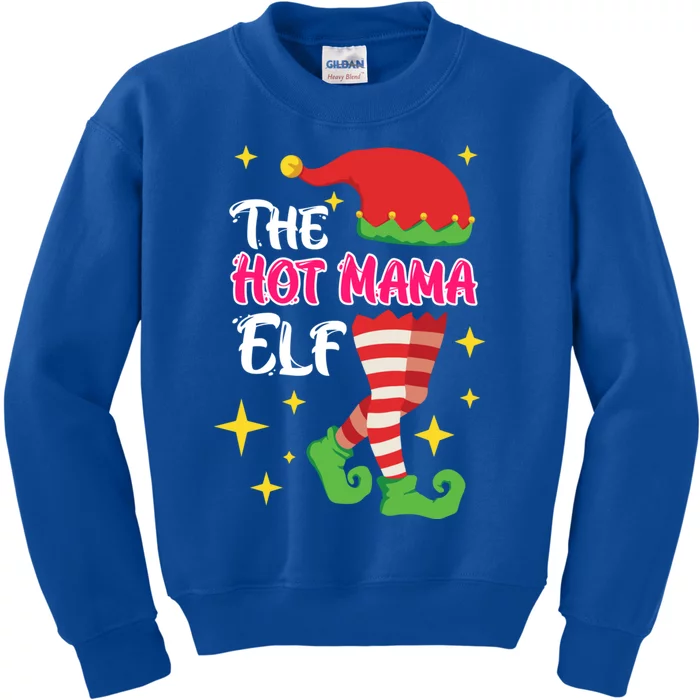 The Hot Mama Elf Mother Elf Funny Gift Kids Sweatshirt