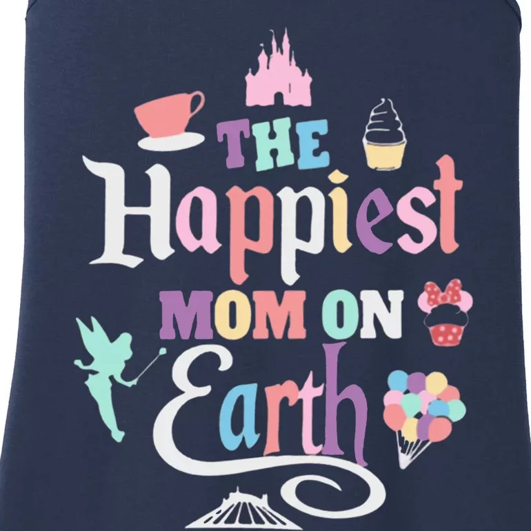 The Happiest Mom On Earth World Family Trip Vacation Ladies Essential Tank