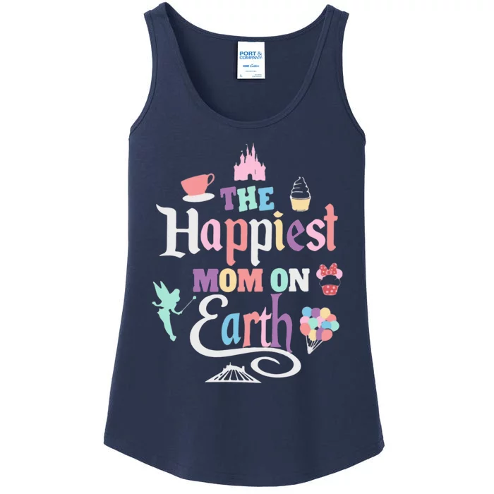 The Happiest Mom On Earth World Family Trip Vacation Ladies Essential Tank