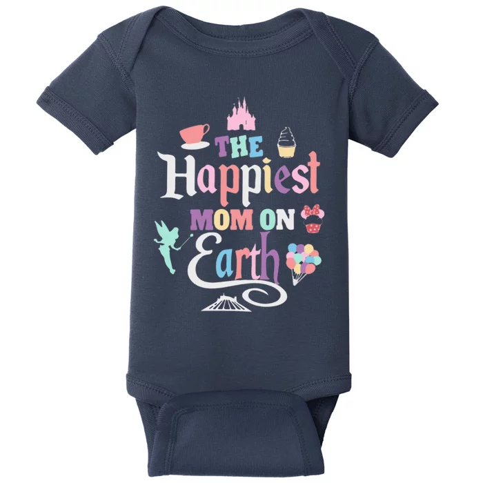 The Happiest Mom On Earth World Family Trip Vacation Baby Bodysuit