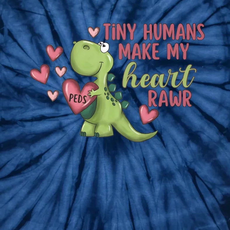 Tiny Humans Make My Heart Pediatric Nurse Valentine Tie-Dye T-Shirt