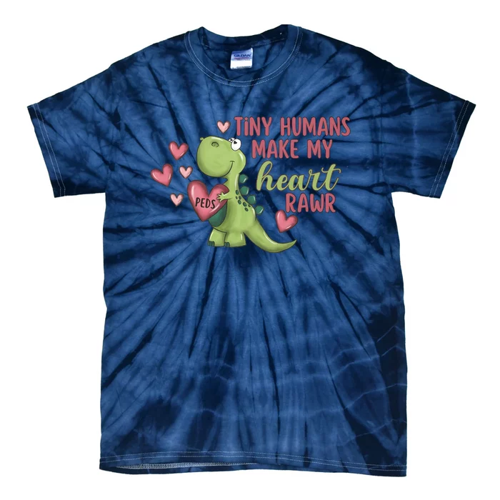 Tiny Humans Make My Heart Pediatric Nurse Valentine Tie-Dye T-Shirt