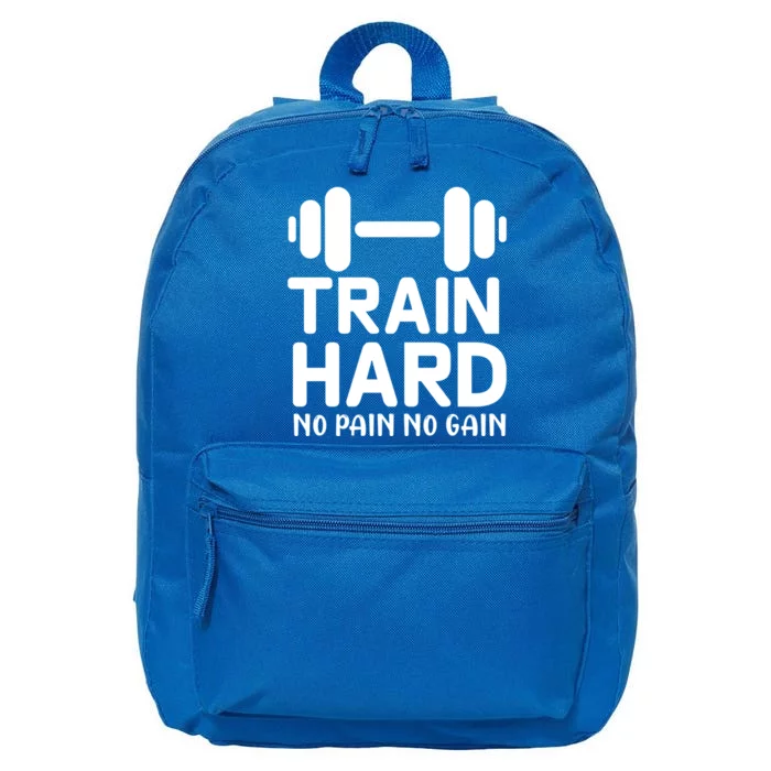 Train Hard No Pain No Gain Gift Funny Gym Workout Gift 16 in Basic Backpack