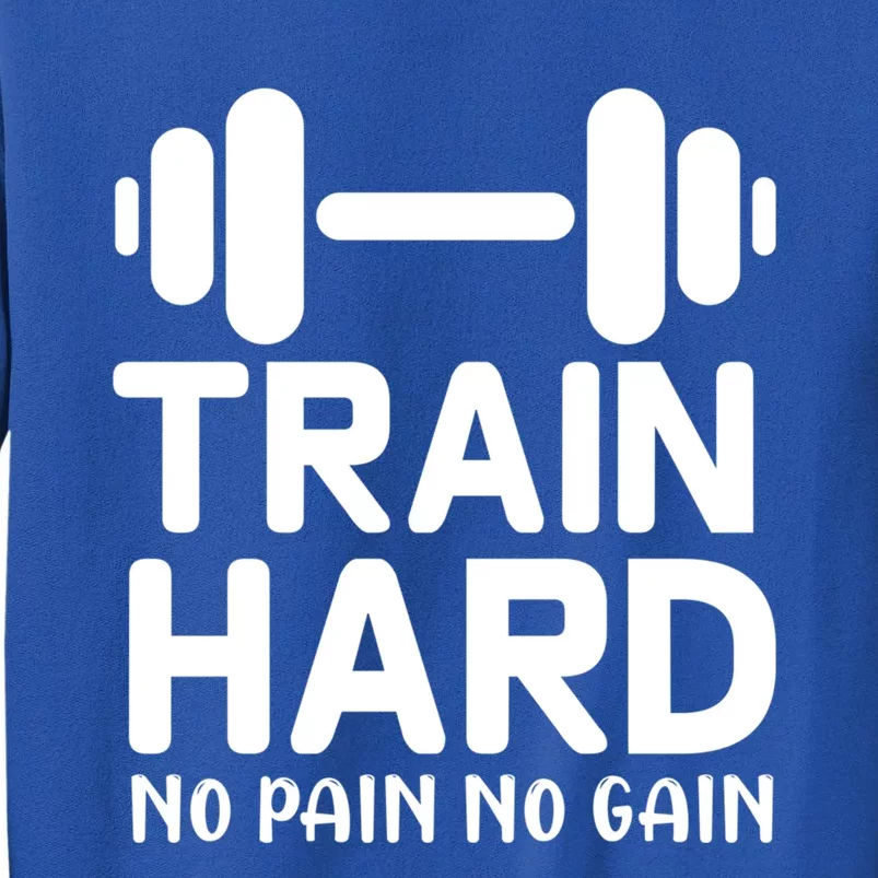 Train Hard No Pain No Gain Gift Funny Gym Workout Gift Tall Sweatshirt