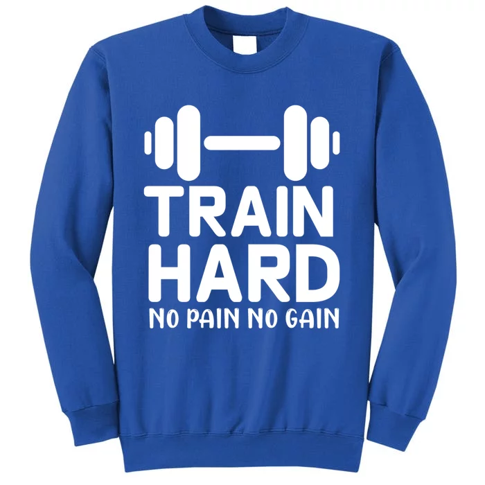 Train Hard No Pain No Gain Gift Funny Gym Workout Gift Tall Sweatshirt