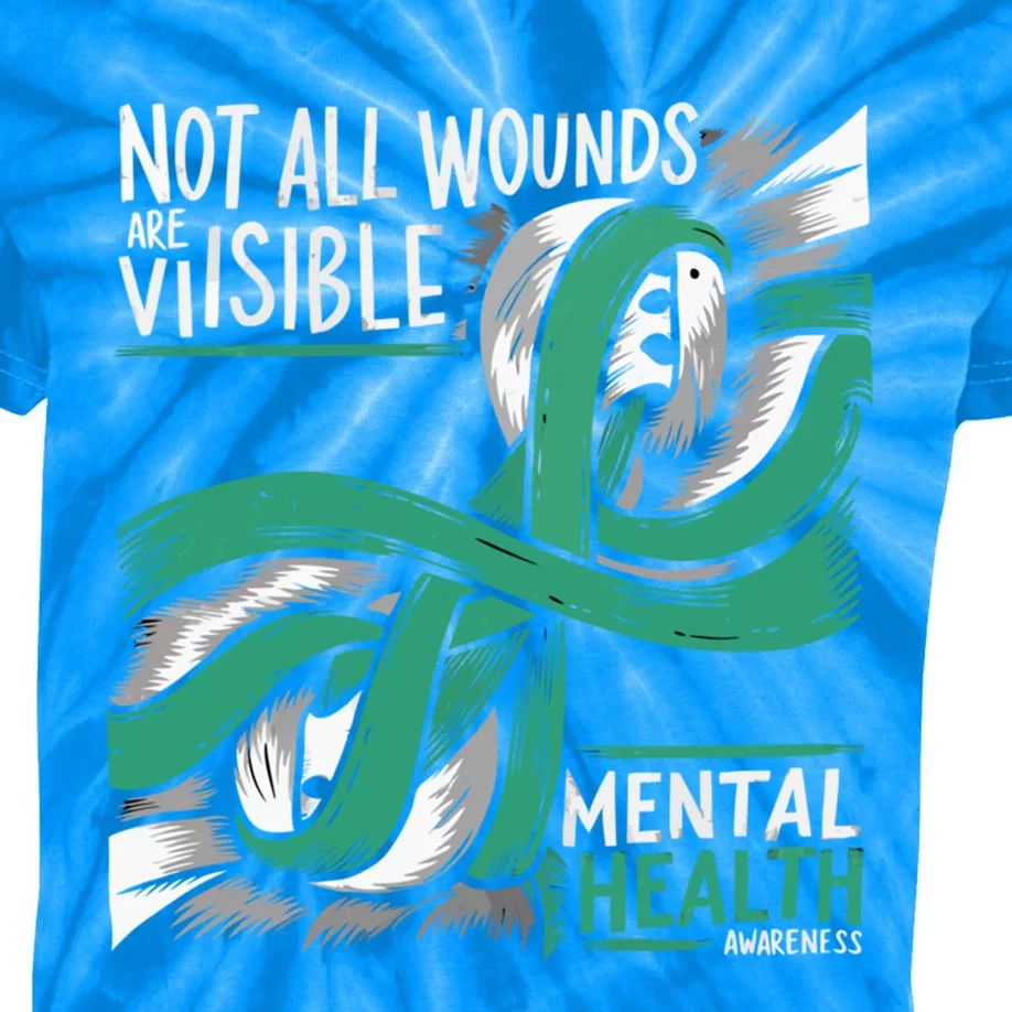 Tal Health Not All Wounds Visible Tal Health Awareness Gift Kids Tie-Dye T-Shirt