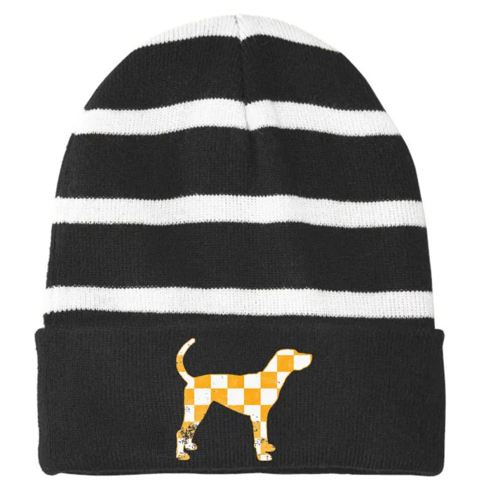 Tennessee Hound Orange White Vintage Dog Fan Game Striped Beanie with Solid Band