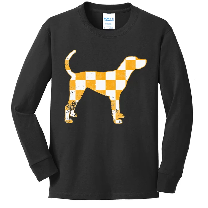 Tennessee Hound Orange White Vintage Dog Fan Game Kids Long Sleeve Shirt