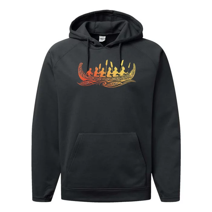 Tribal Hawaiian Outrigger Canoe Design Performance Fleece Hoodie