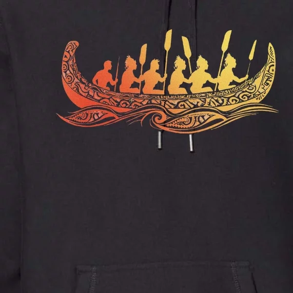 Tribal Hawaiian Outrigger Canoe Design Premium Hoodie