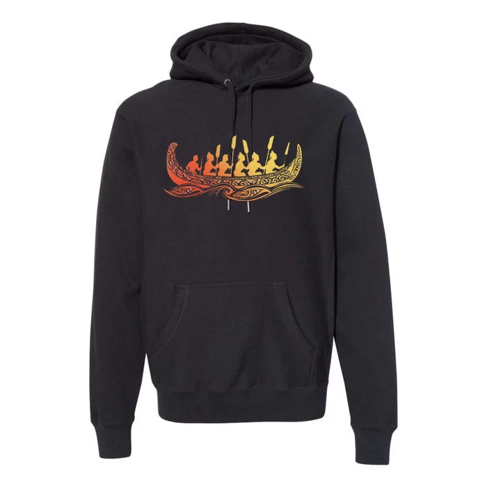 Tribal Hawaiian Outrigger Canoe Design Premium Hoodie