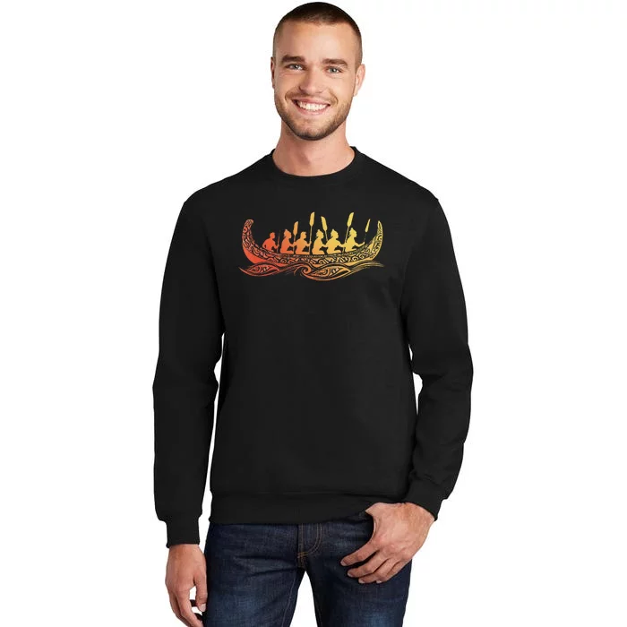 Tribal Hawaiian Outrigger Canoe Design Tall Sweatshirt