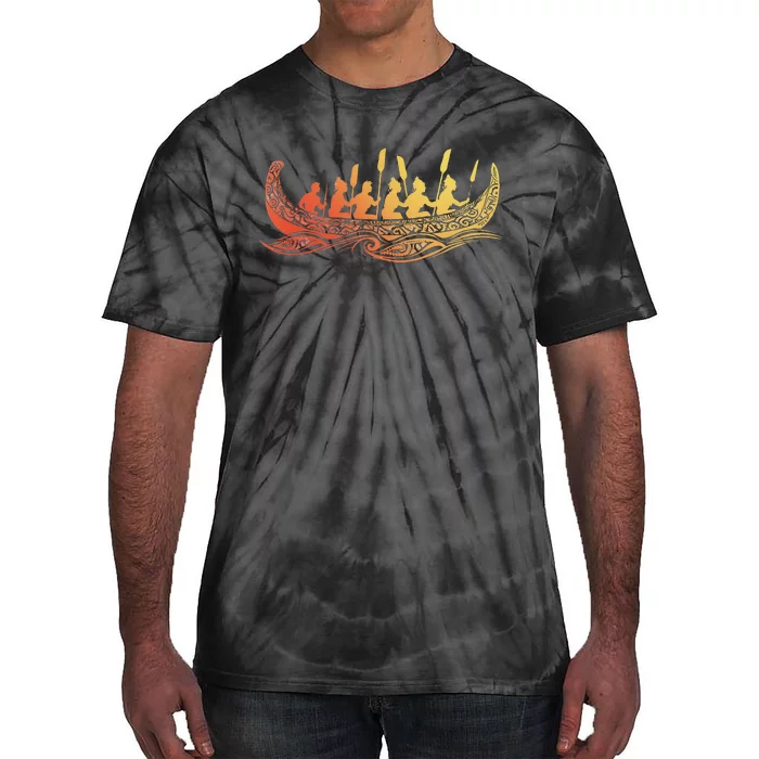 Tribal Hawaiian Outrigger Canoe Design Tie-Dye T-Shirt