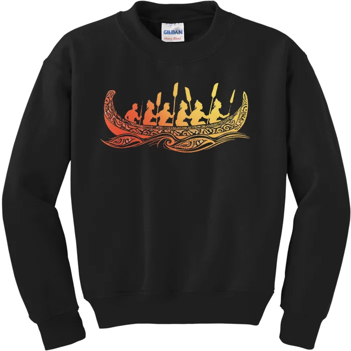 Tribal Hawaiian Outrigger Canoe Design Kids Sweatshirt