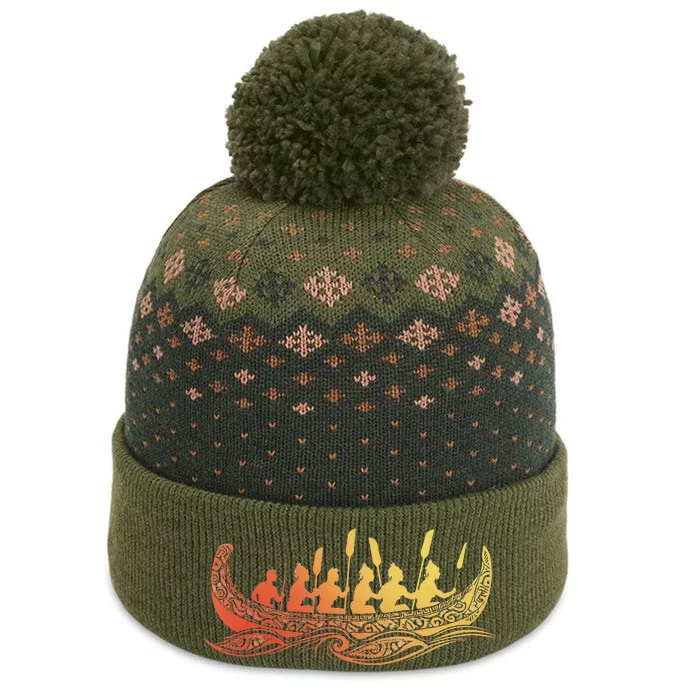 Tribal Hawaiian Outrigger Canoe Design The Baniff Cuffed Pom Beanie