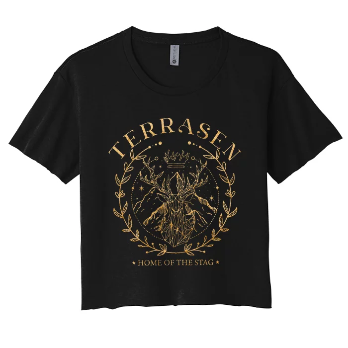 Terrasen Home Of The Stag Throne of Glass Book Lover Women's Crop Top Tee