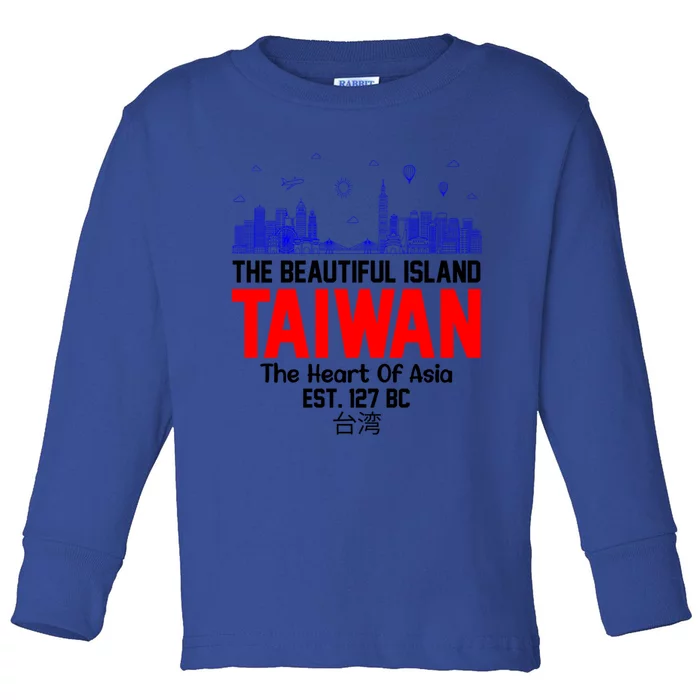 Taiwan Heart Of Asia Taiwan Est 127 Funny Beautiful Island Gift Toddler Long Sleeve Shirt