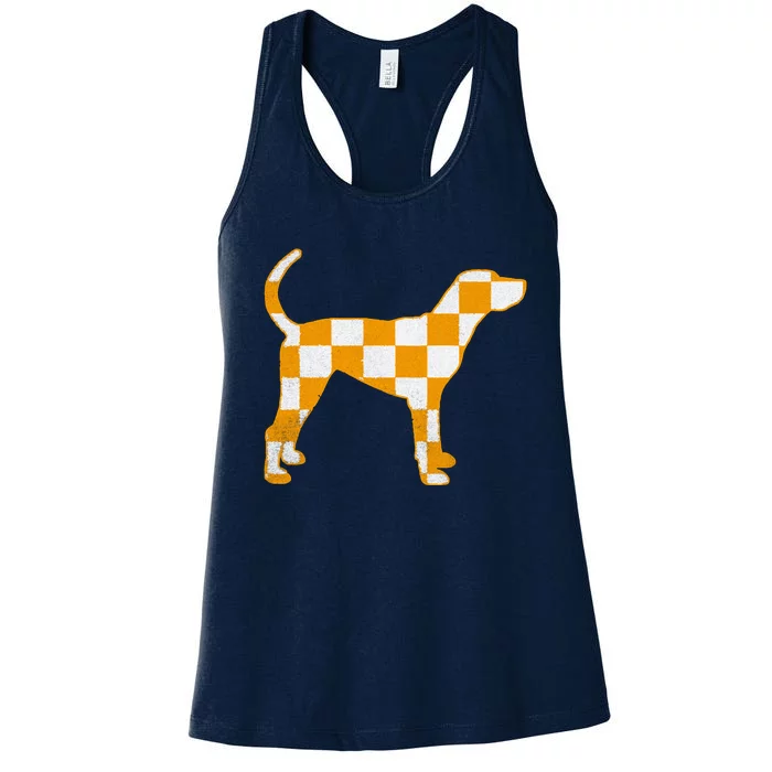 Tennessee Hound Orange White Vintage Dog Fan Game Women's Racerback Tank