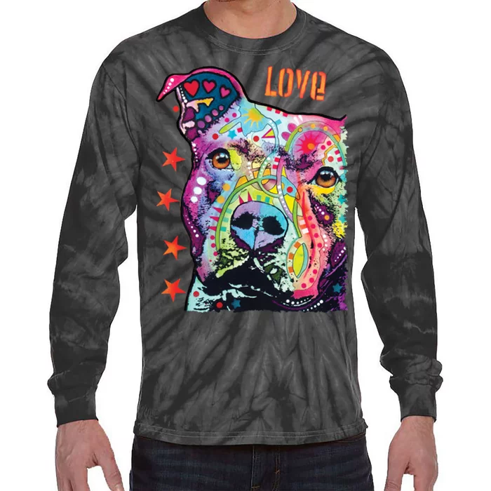 Thoughtful Pit Bull Dog Dean Russo Tie-Dye Long Sleeve Shirt