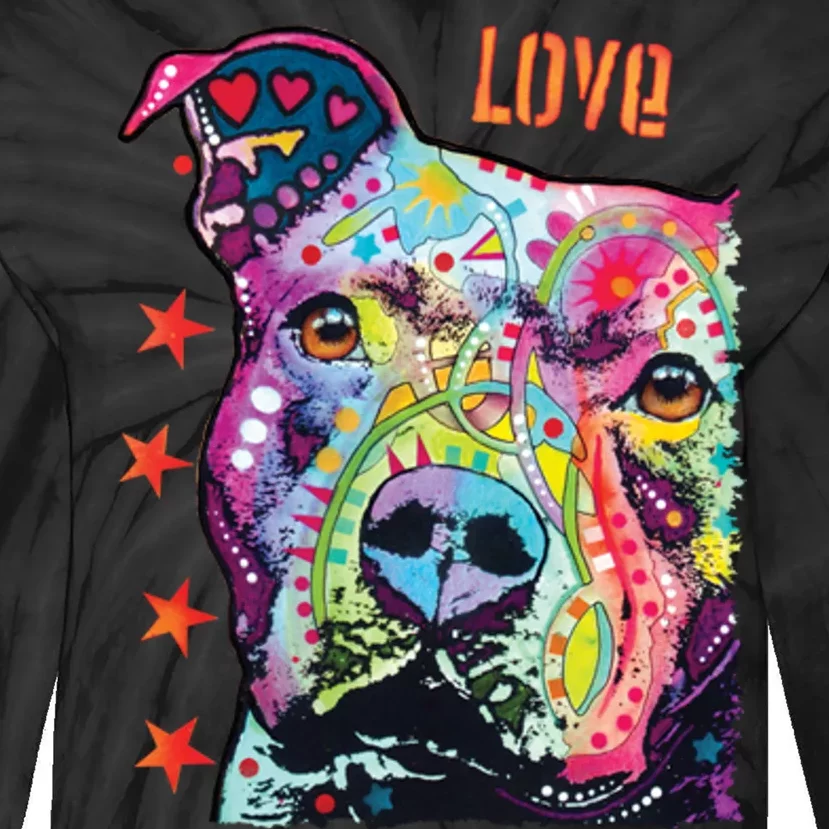 Thoughtful Pit Bull Dog Dean Russo Tie-Dye Long Sleeve Shirt