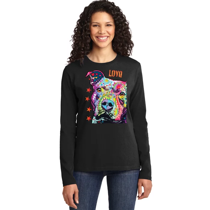 Thoughtful Pit Bull Dog Dean Russo Ladies Long Sleeve Shirt