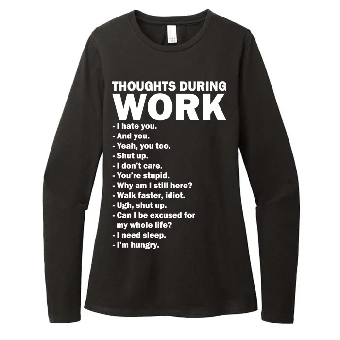 Thoughts During Work Funny Womens CVC Long Sleeve Shirt