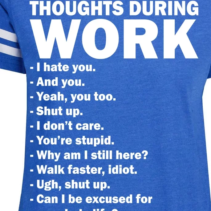 Thoughts During Work Funny Enza Ladies Jersey Football T-Shirt