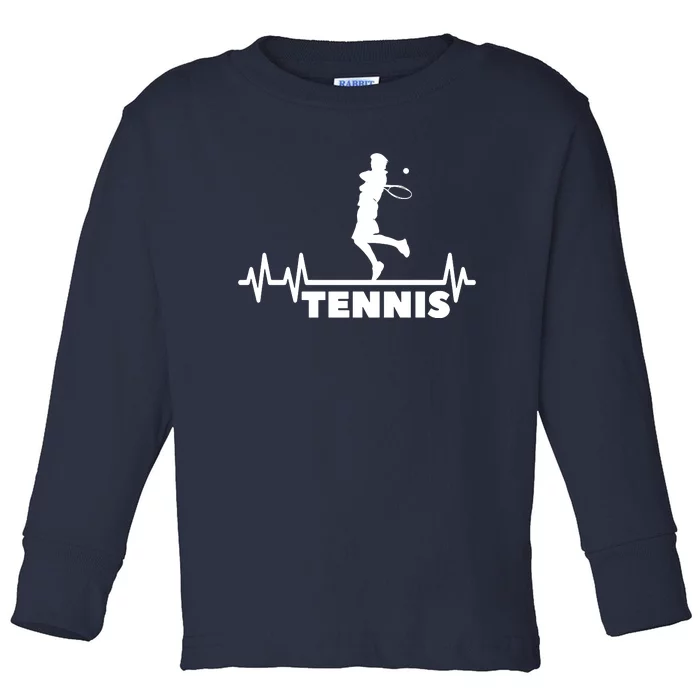 Tennis Heartbeat Pulse Tennis Player Athlete Toddler Long Sleeve Shirt