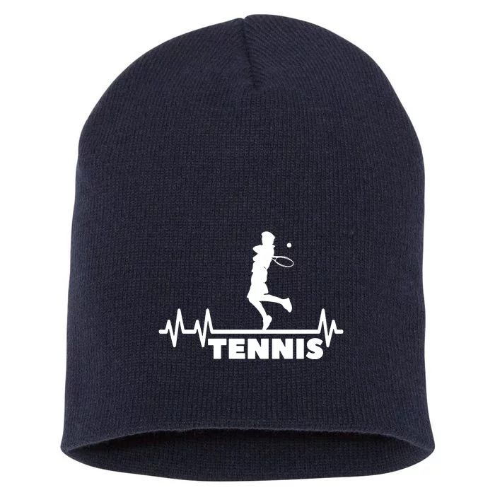 Tennis Heartbeat Pulse Tennis Player Athlete Short Acrylic Beanie