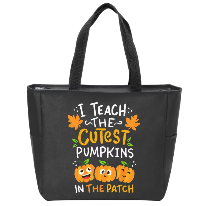 Teacher Halloween Pre K Teacher Kindergarten Cutest Pumpkins Zip Tote Bag