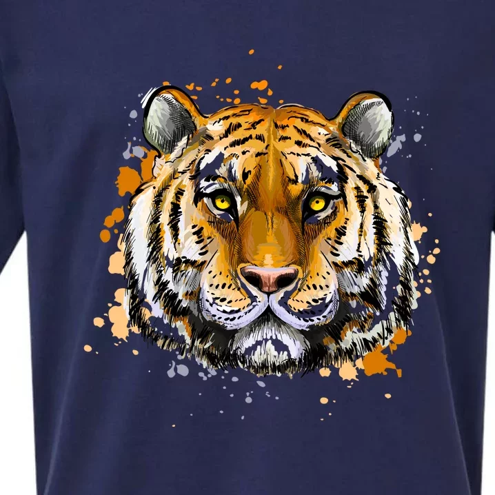 Tiger Head Portrait Sueded Cloud Jersey T-Shirt