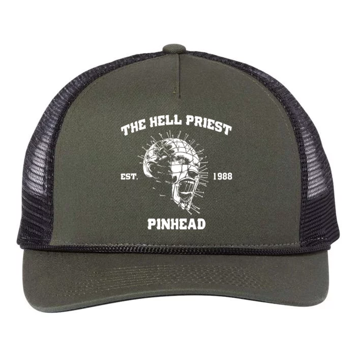 The Hell Priest Est 1988 Horror Scary Halloween Retro Rope Trucker Hat Cap