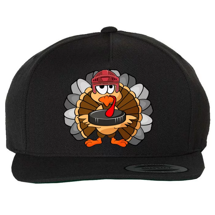 Turkey Hockey Player Sport Thanksgiving Day Gift Wool Snapback Cap