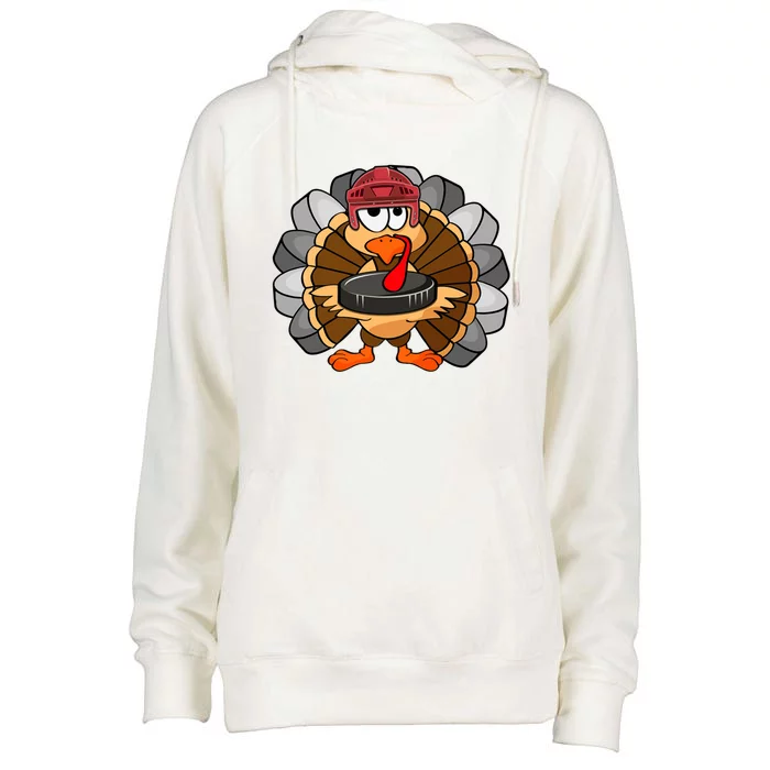 Turkey Hockey Player Sport Thanksgiving Day Gift Womens Funnel Neck Pullover Hood