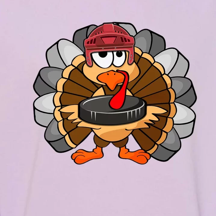 Turkey Hockey Player Sport Thanksgiving Day Gift Garment-Dyed Sweatshirt