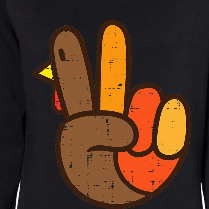 Thanksgiving Hippie Peace Sign Turkey Hand Cool Design Womens California Wash Sweatshirt