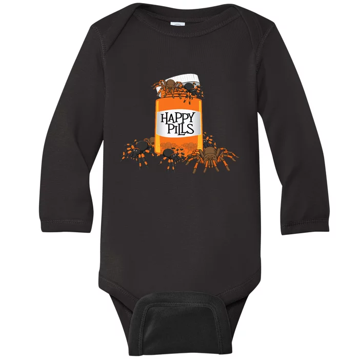 Tarantula Happy Pills Arthropod Arachnid Arachnophile Baby Long Sleeve Bodysuit