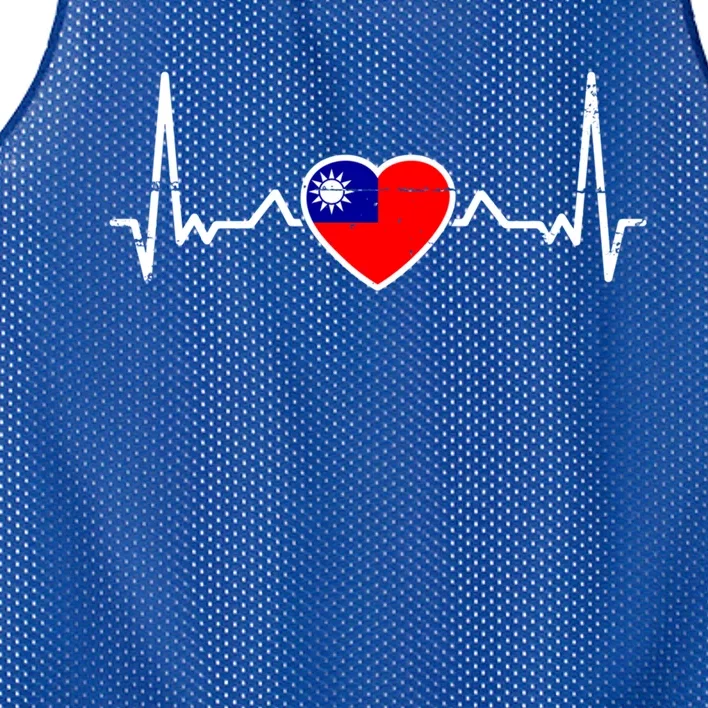 Taiwan Heartbeat Proud Taiwanese Flag Cool Gift Mesh Reversible Basketball Jersey Tank