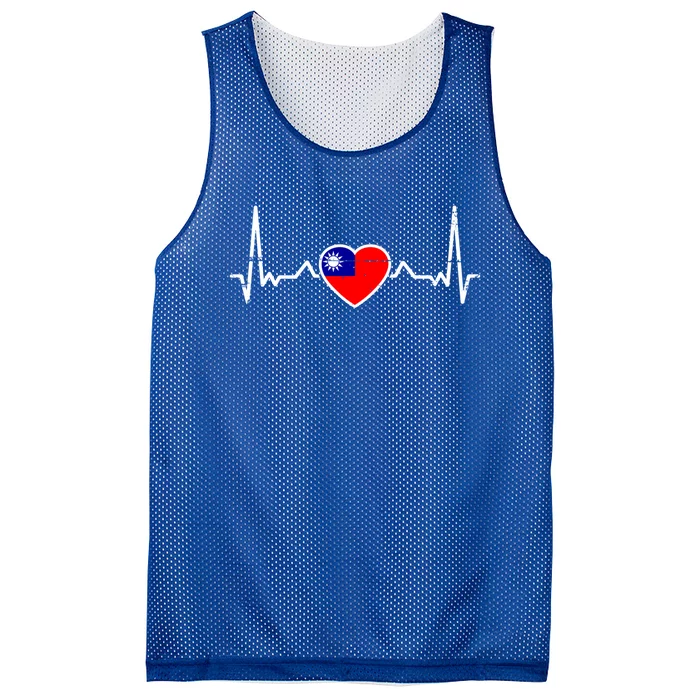 Taiwan Heartbeat Proud Taiwanese Flag Cool Gift Mesh Reversible Basketball Jersey Tank