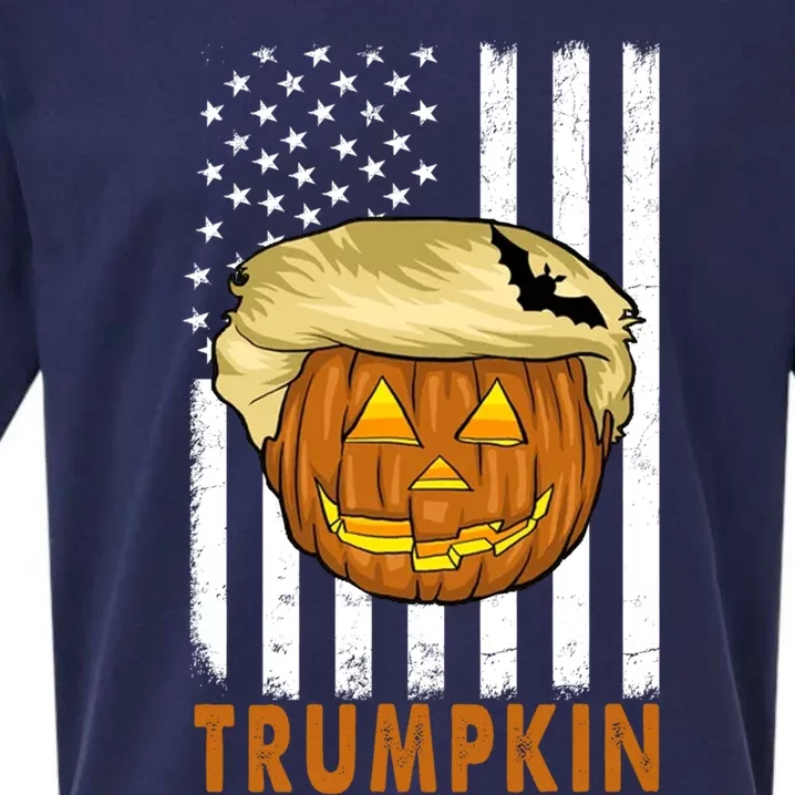 Trump Halloween Pumpkin Carving Funny Usa Flag Trumpkin Cool Gift Sueded Cloud Jersey T-Shirt