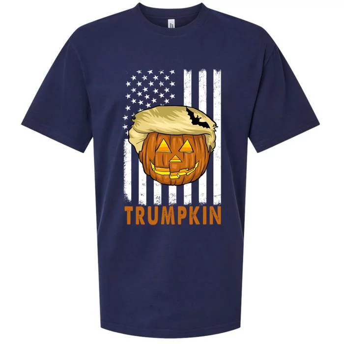 Trump Halloween Pumpkin Carving Funny Usa Flag Trumpkin Cool Gift Sueded Cloud Jersey T-Shirt