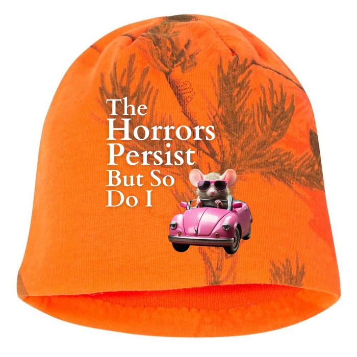 The Horrors Persist But So Do I Meme Funny Gen Z Funny Mouse Funny Meme Kati - Camo Knit Beanie