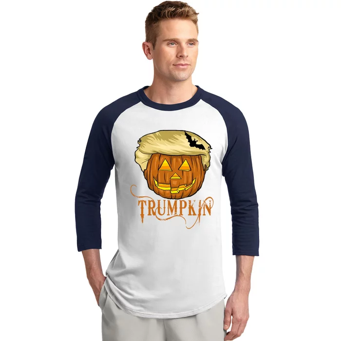 Trump Halloween Pumpkin Carving Trump Supporter Trumpkin Great Gift Baseball Sleeve Shirt