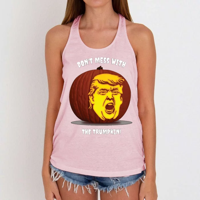 Trump Halloween Pumpkin Don't Mess With The Trumpkin! Cool Gift Women's Knotted Racerback Tank