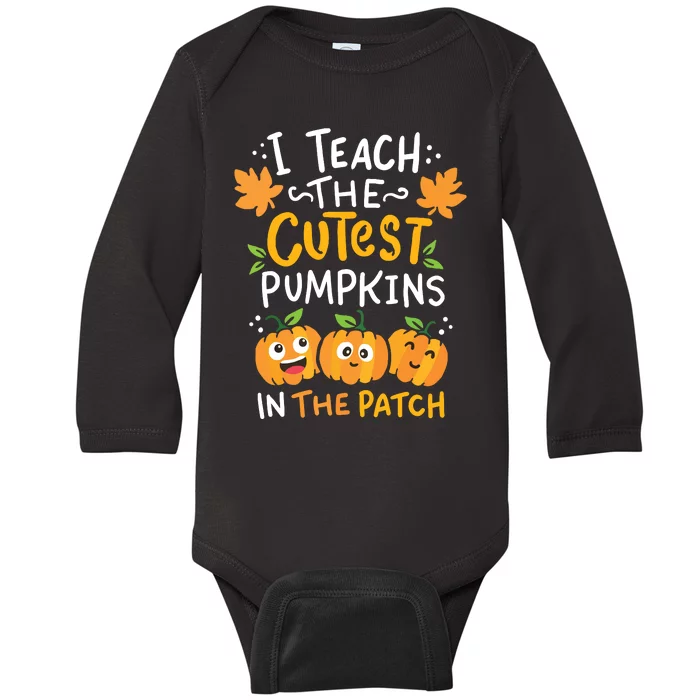 Teacher Halloween Prek Teacher Kindergarten Cutest Pumpkins Baby Long Sleeve Bodysuit